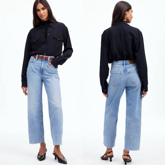 Madewell Wide-Leg Crop Jeans (Sz 31) The Perfect Vintage Light Wash High Rise - Picture 6 of 13